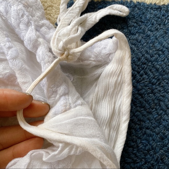 🐚 MISA LOS ANGELES BOHO WHITE FLORAL EMBROIDERY COLD SHOULDER LONG SLEEV… - Picture 13 of 16